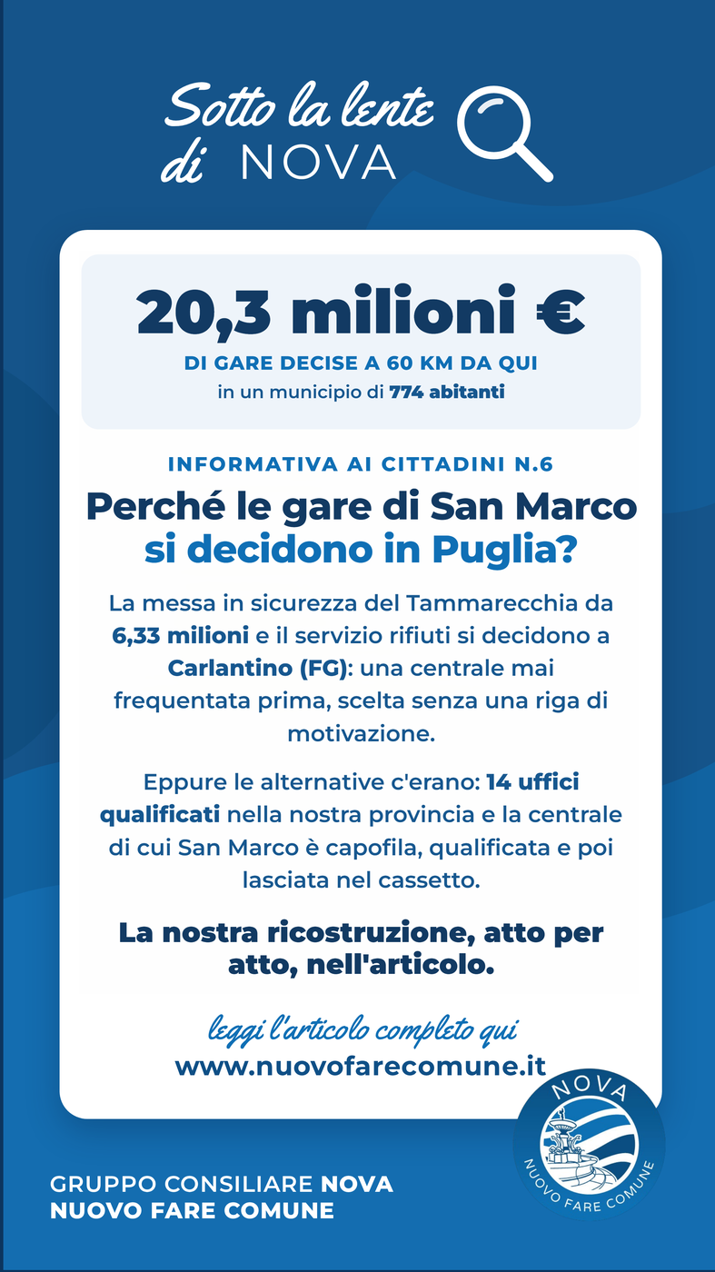 Perché le gare di San Marco si decidono in Puglia?
